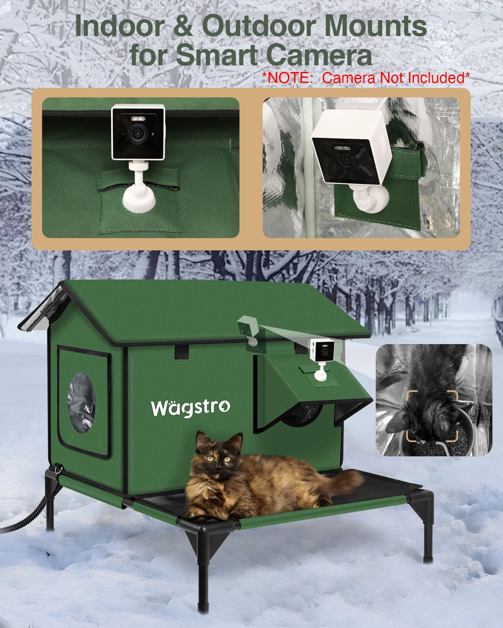 Wagstro insulated waterproof outdoor cat shelter emphasizes warmth and protection.