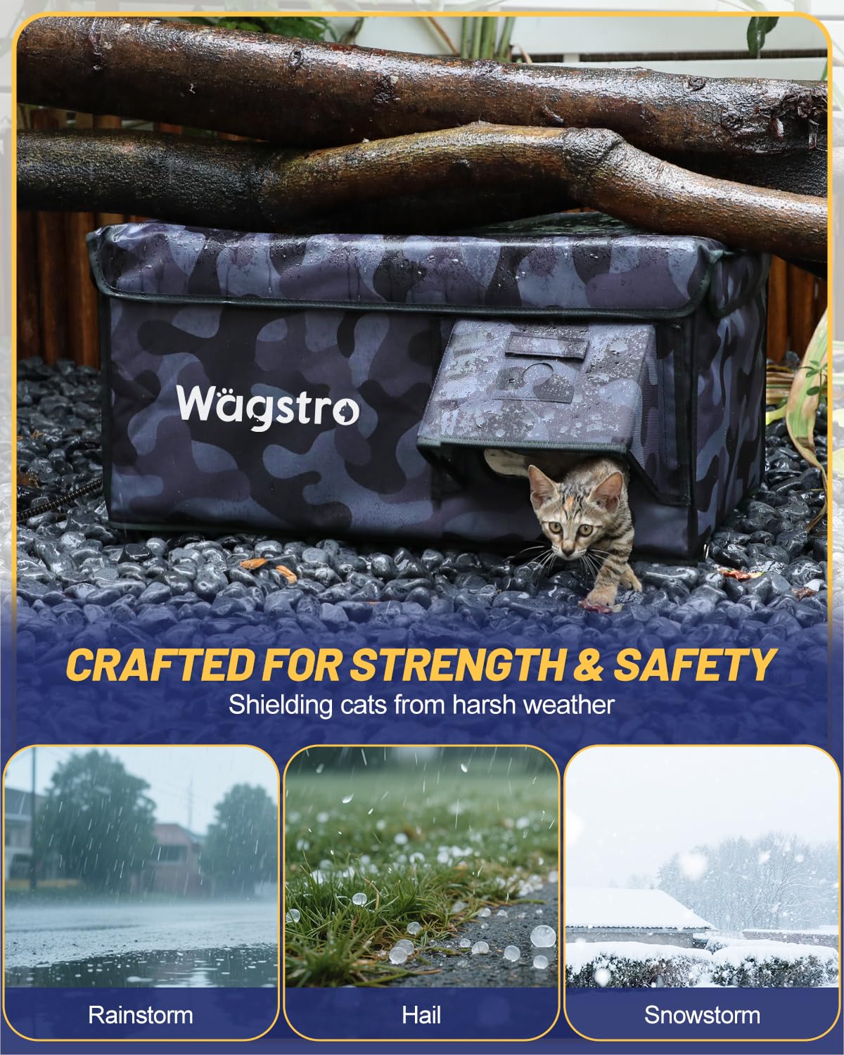 Wagstro insulated waterproof Oxford fabric shelter keeps cats dry