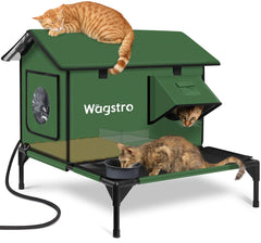 Wagstro large dampless deck outdoor cat house offers dry lounging and winter refuge.