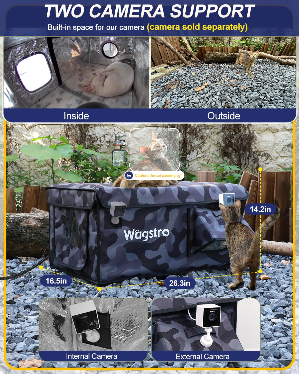Wagstro multi-size heated cat house fits small to large cats