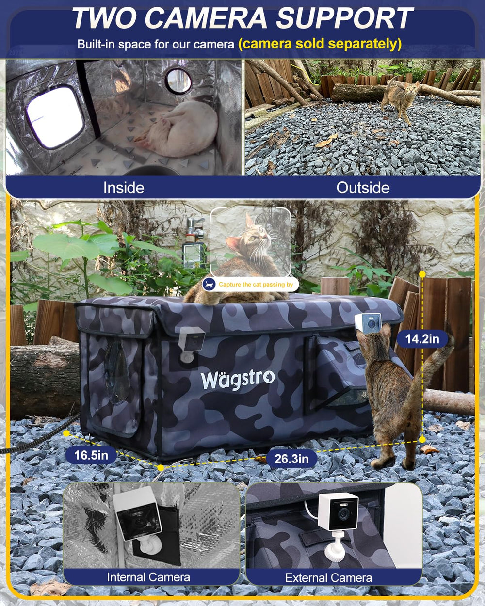 Wagstro multi-size heated cat house fits small to large cats