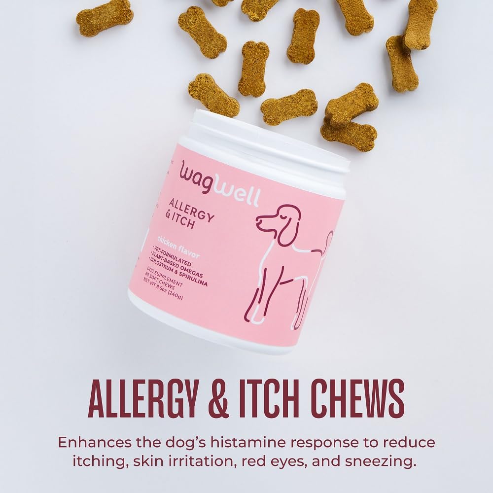 WagWell Allergy Chews nutrition panel emphasizes vet-formulated USA-made ingredients for dogs