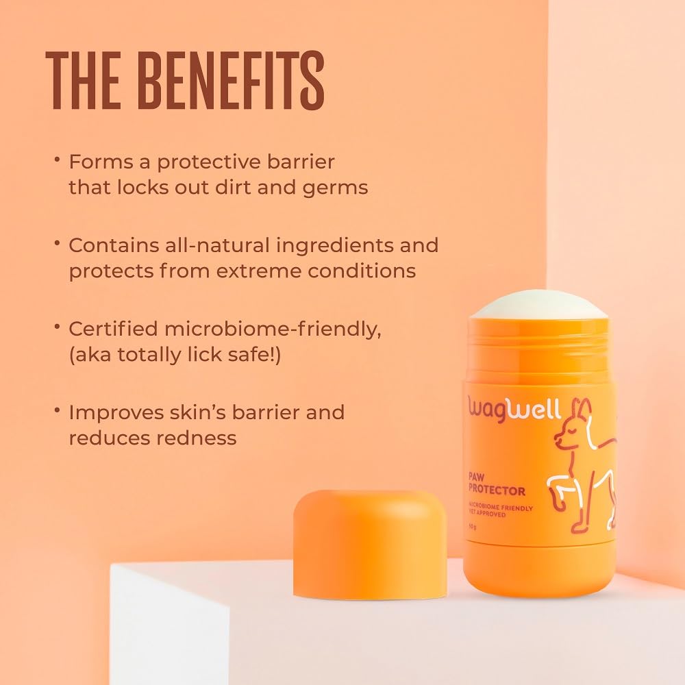 WagWell Paw Protector label emphasizes lick-safe, vet-approved formula for peace of mind