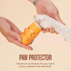 WagWell Paw Protector on dog paw illustrating protective relief during outdoor adventures