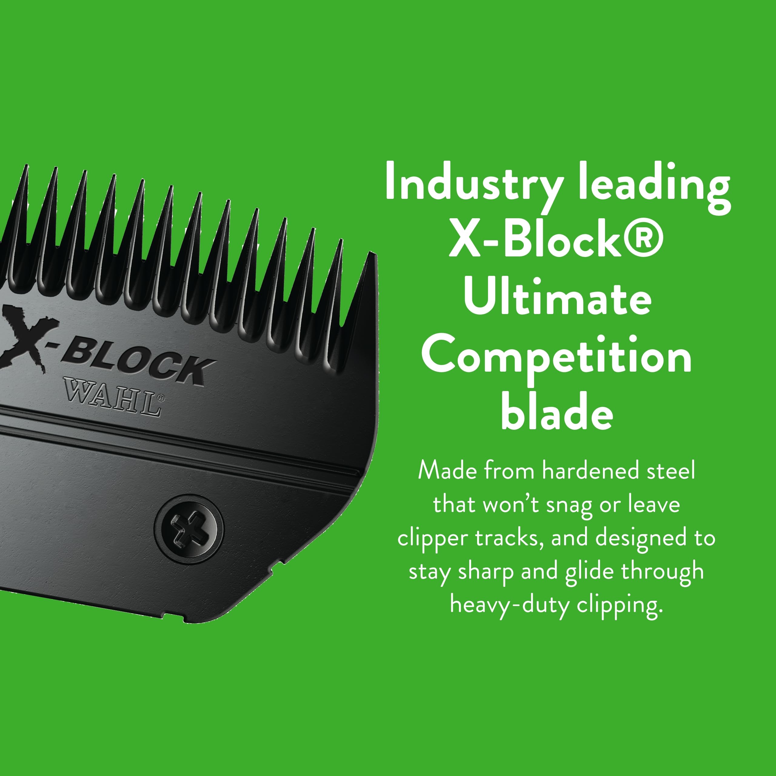 Wahl X-Block Ultimate blade with cleanout design reducing residue buildup