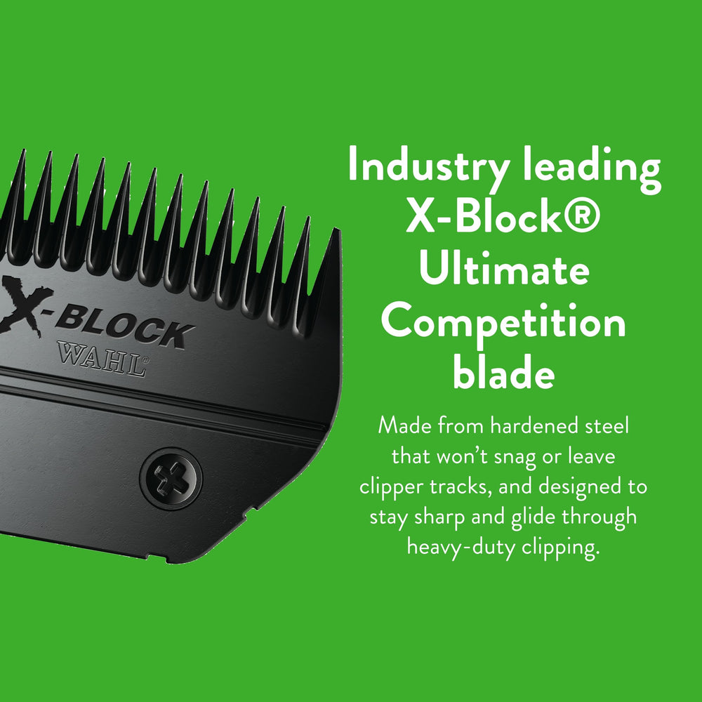 Wahl X-Block Ultimate blade with cleanout design reducing residue buildup