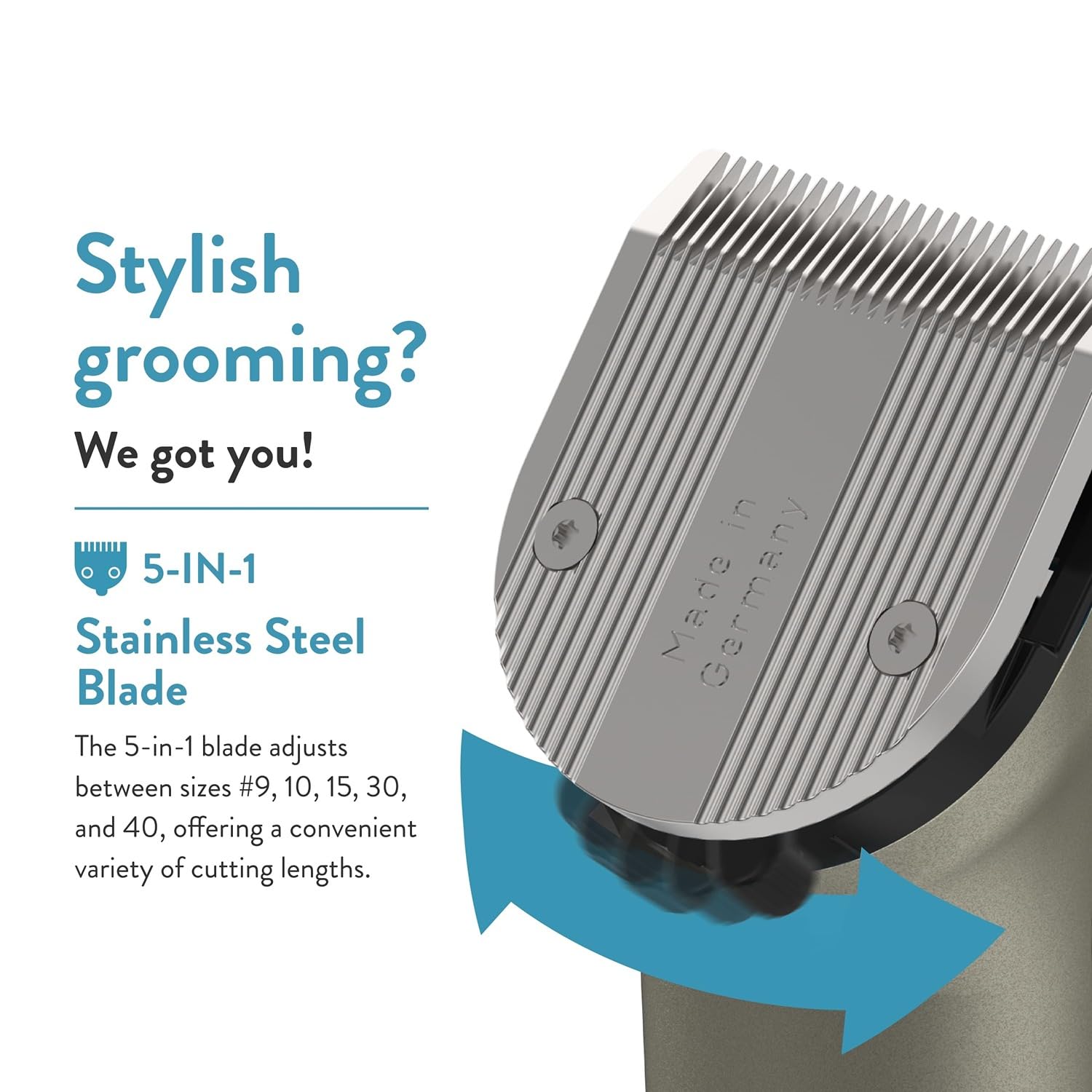 Wahl Arco battery pack drop-in shows cordless convenience during grooming sessions.
