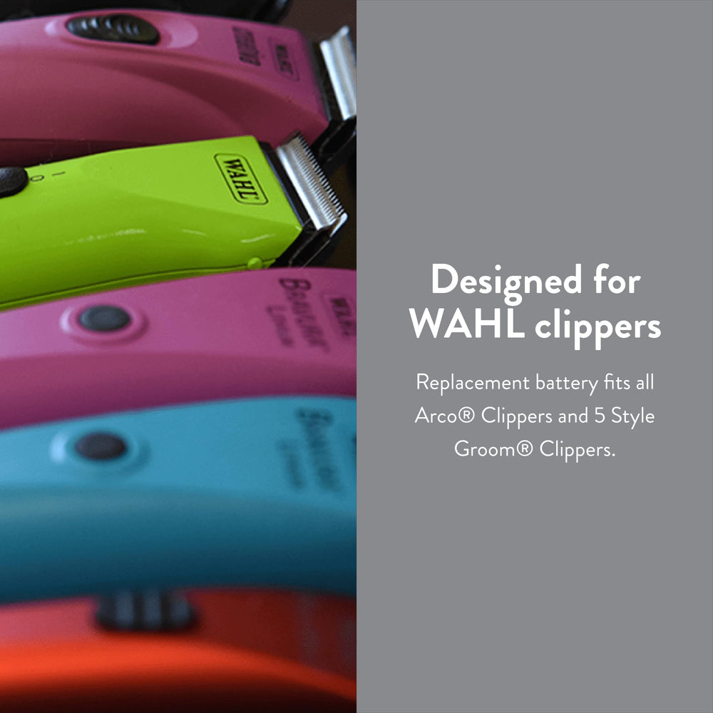 Wahl Arco spare battery pack ensures continuous grooming power.