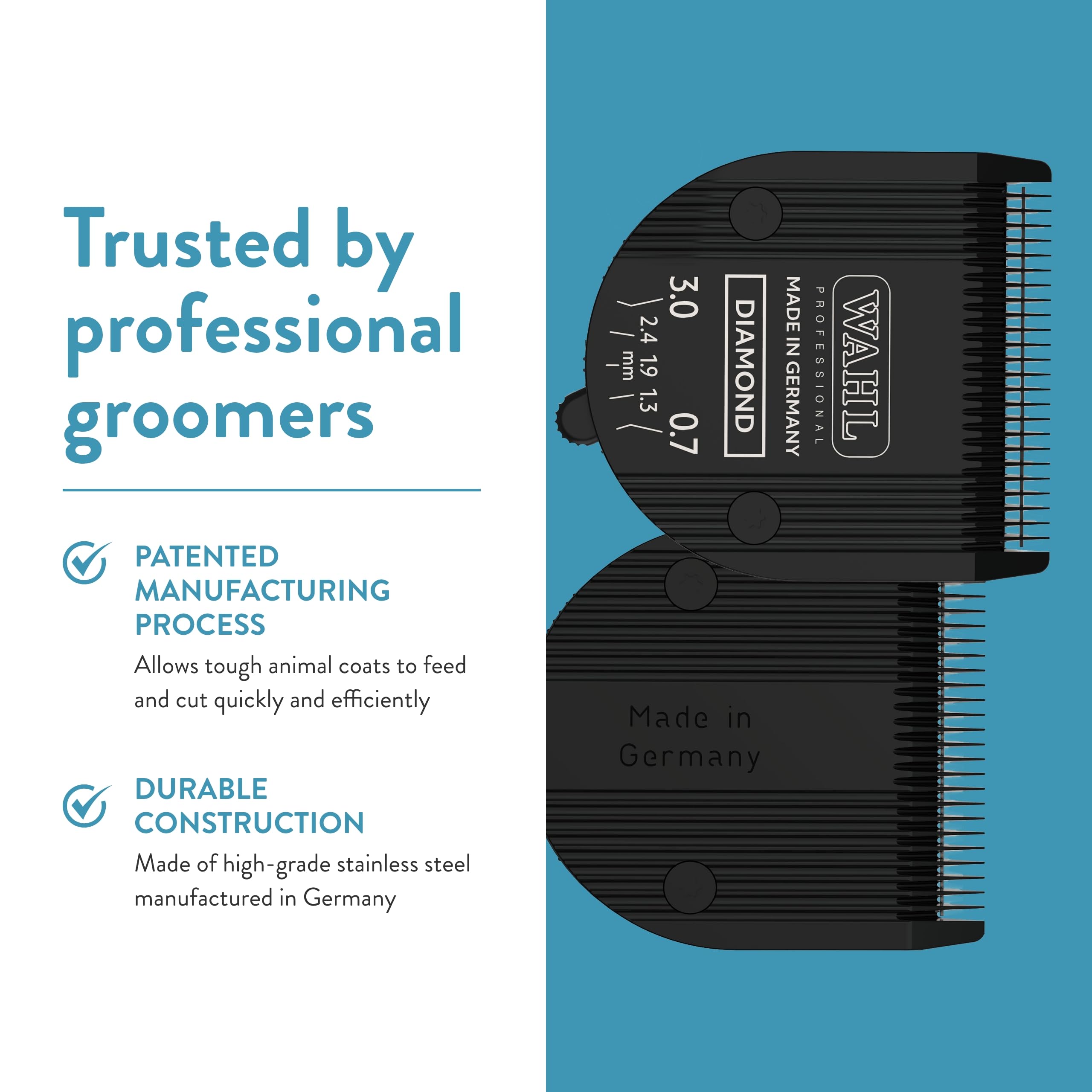 WAHL quality assurance ensures brand-new blade and clipper components.