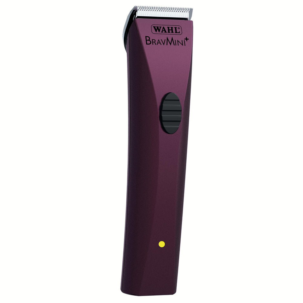 Wahl BravMini+ trimmer purple front view for quiet, precise facial grooming on dogs.