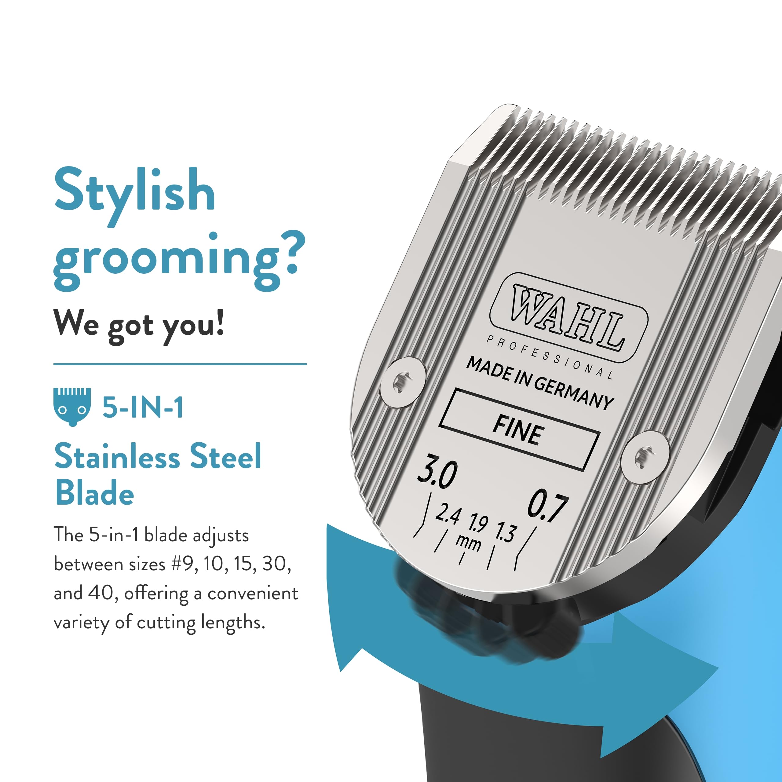 WAHL Bravura in use on dog feet and face for precise trimming