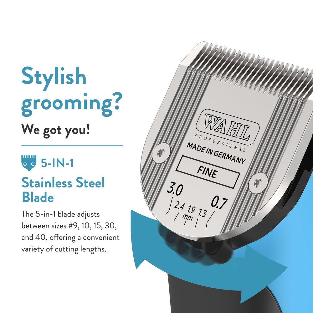 WAHL Bravura in use on dog feet and face for precise trimming