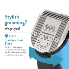 WAHL Bravura in use on dog feet and face for precise trimming