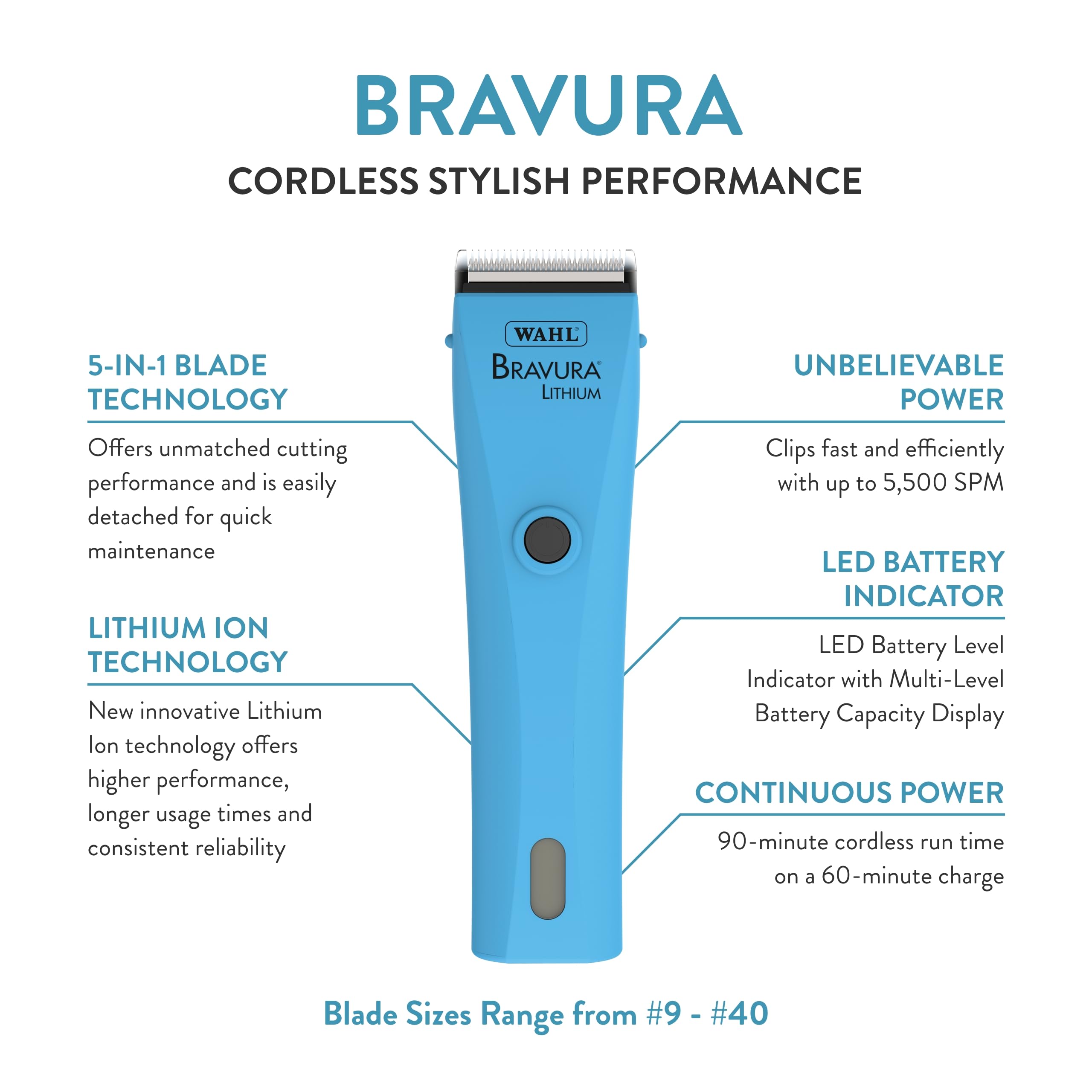 WAHL Bravura side profile highlighting lightweight build for fatigue-free grooming
