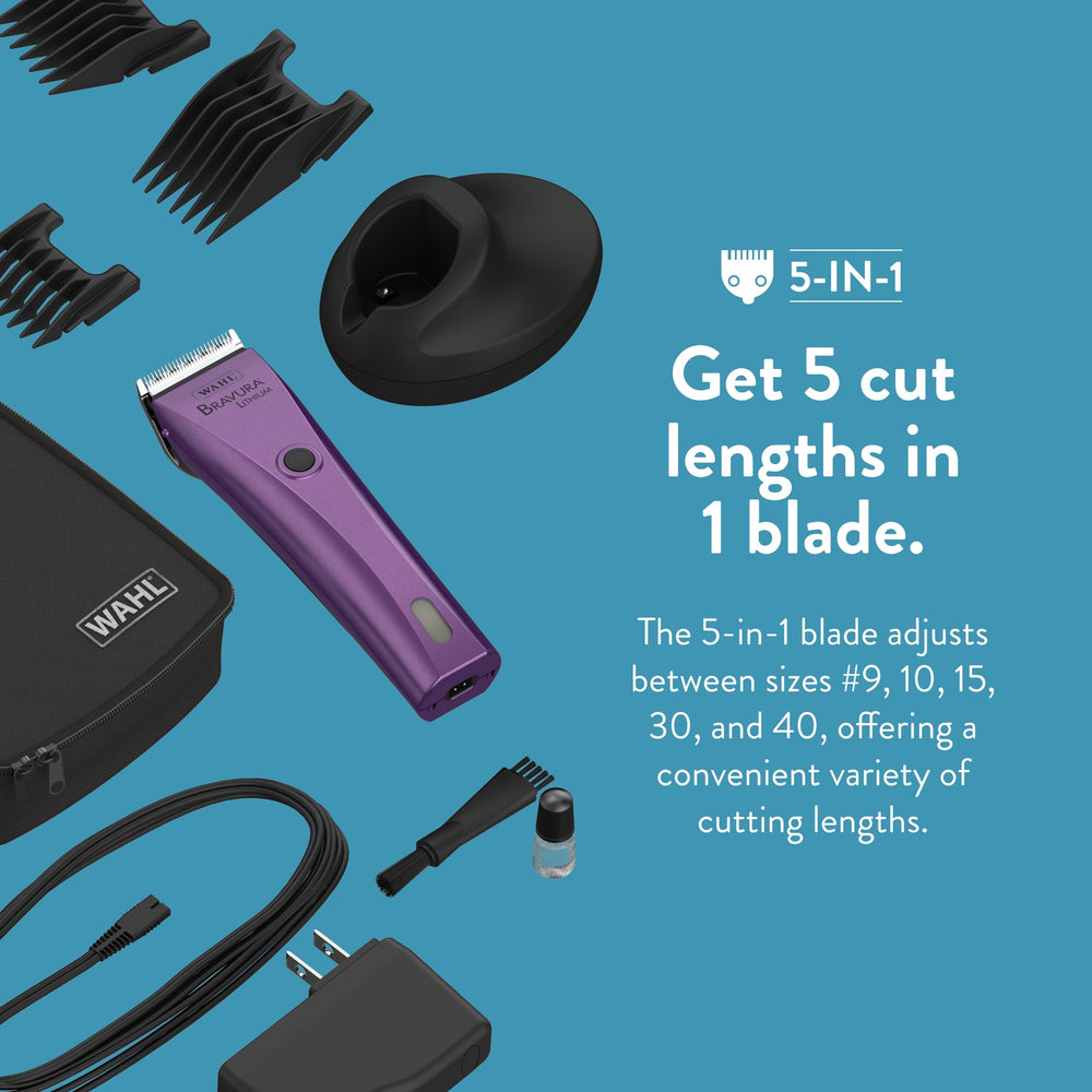 Wahl Bravura clipper with guide combs for breed-tailored grooming