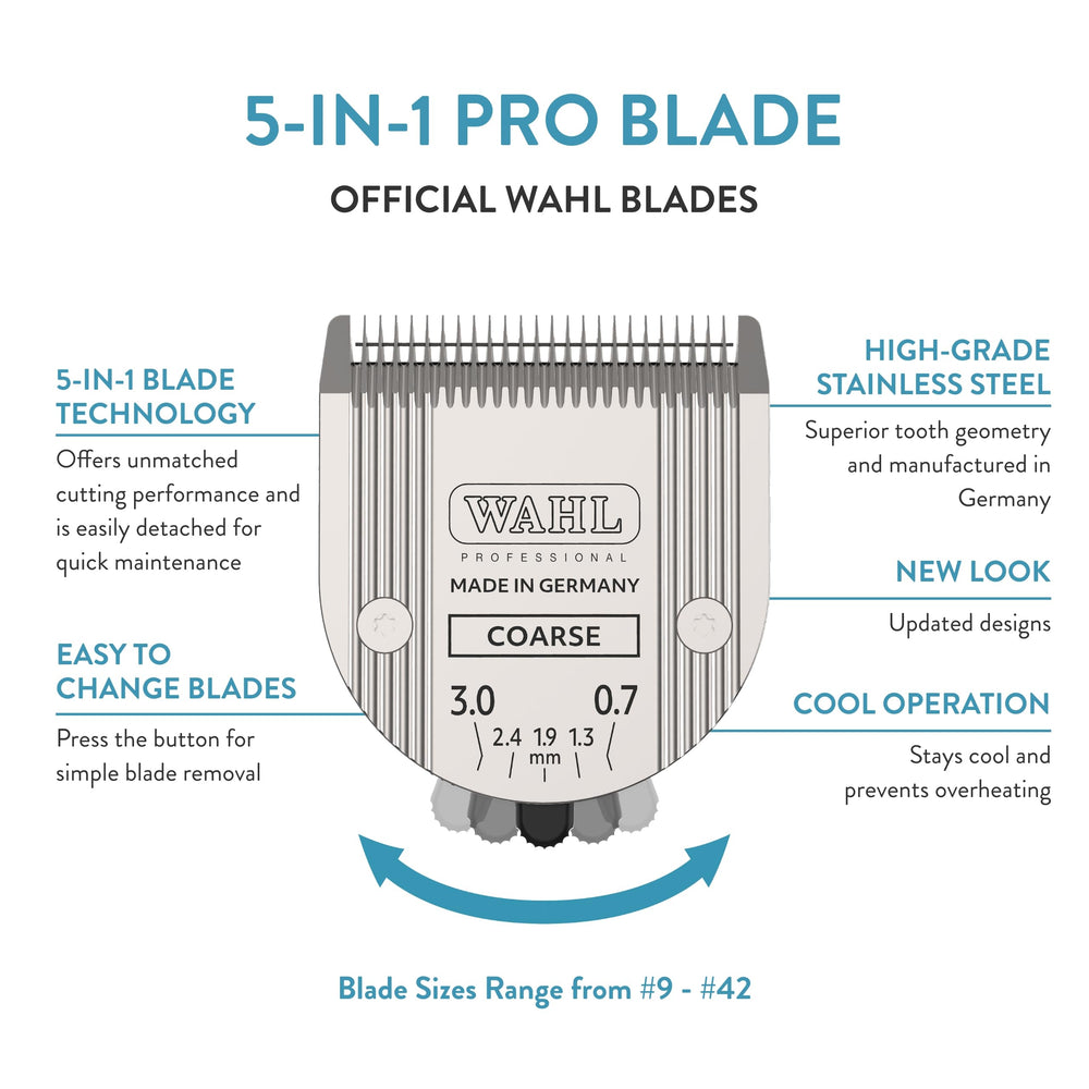 WAHL coarse blade settings 9-10-15-30-40 ready for precise trims
