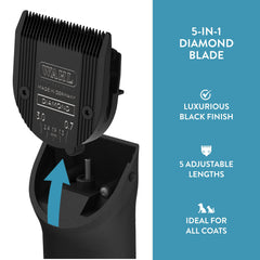 WAHL easy detach and adjust feature enables fast blade changes.