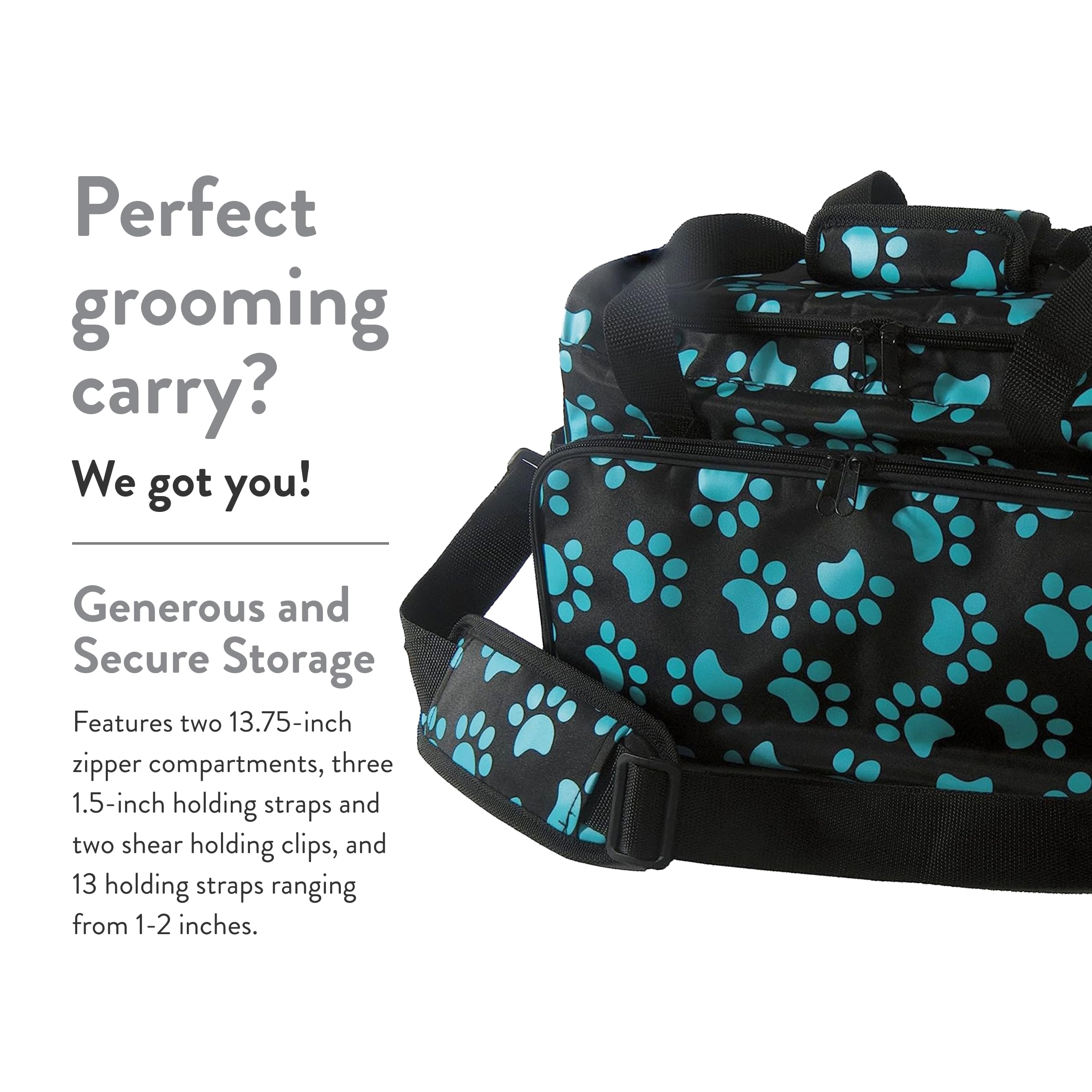 WAHL paw-print tote side view highlights adjustable shoulder strap for comfortable carrying.