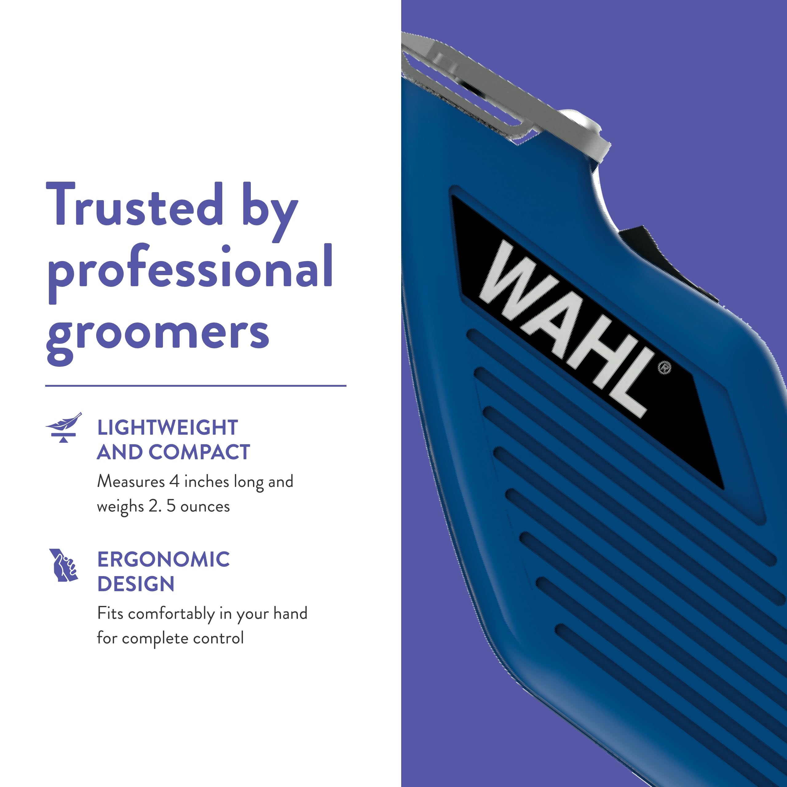 Wahl Pocket Pro Equine Compact Trimmer blue attachments and battery for versatile trims.