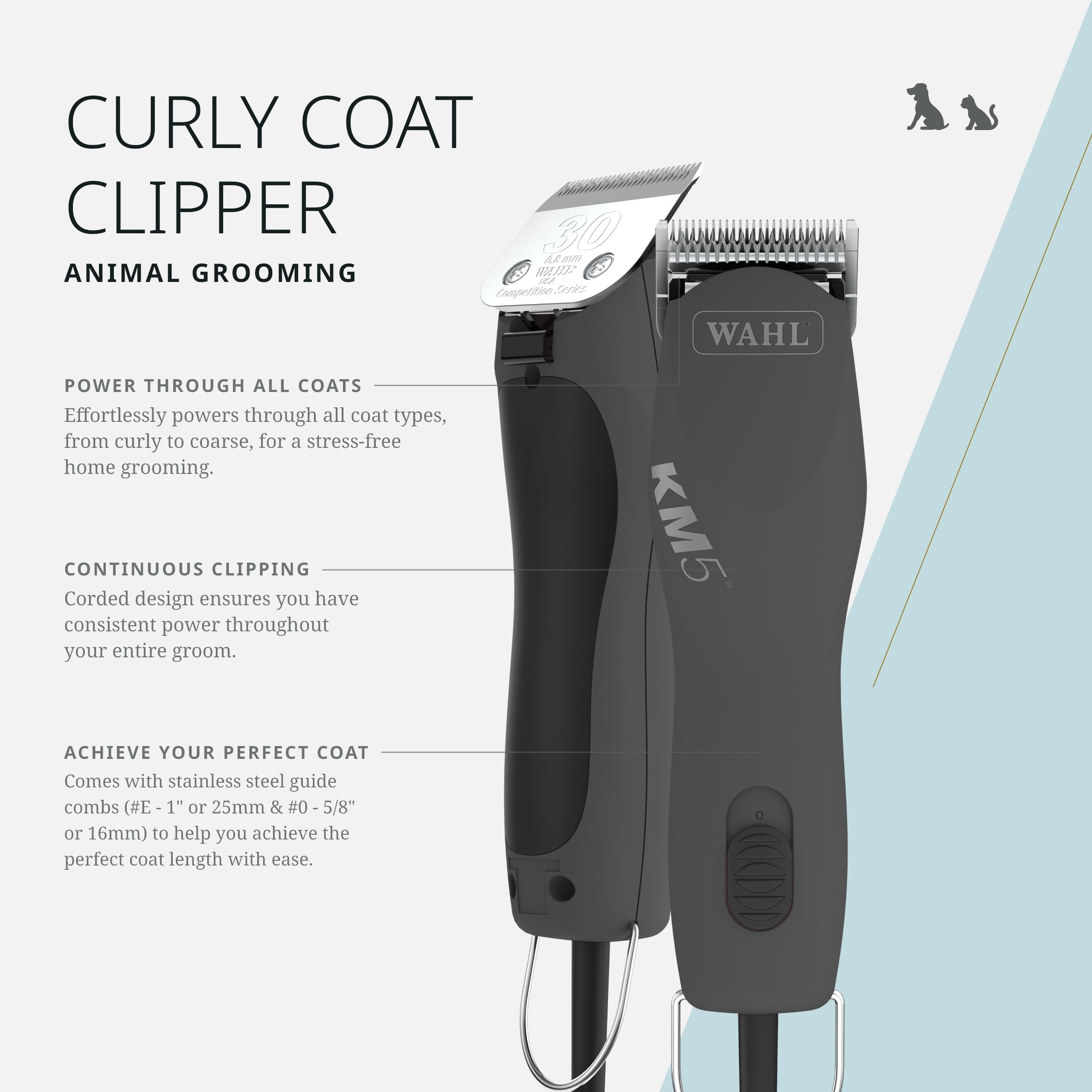 Wahl Pro Animal Curly Coat KM 2-Speed Pro Clipper close-up blades show durability