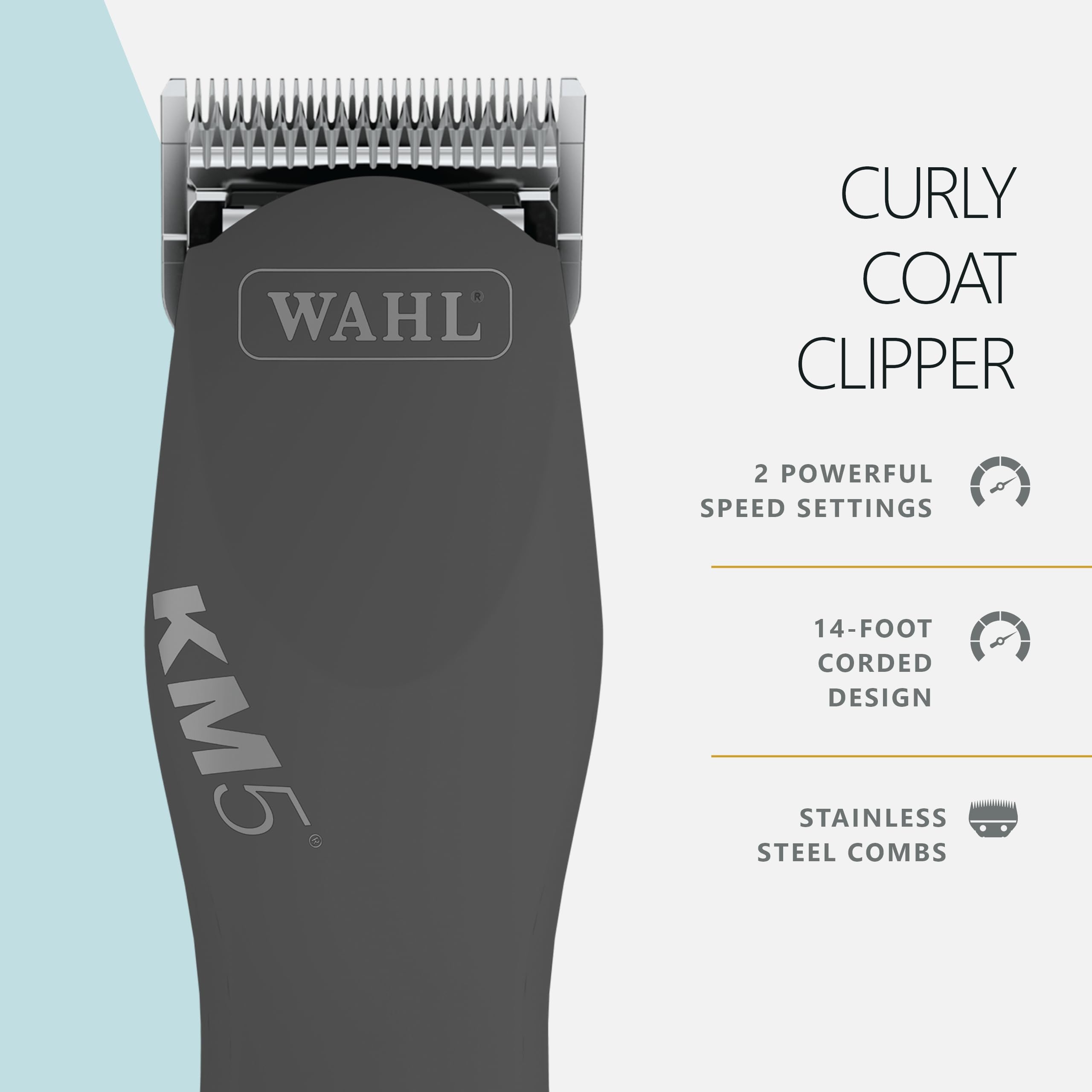 Wahl KM 2-Speed Pro Clipper includes two stainless steel guide combs