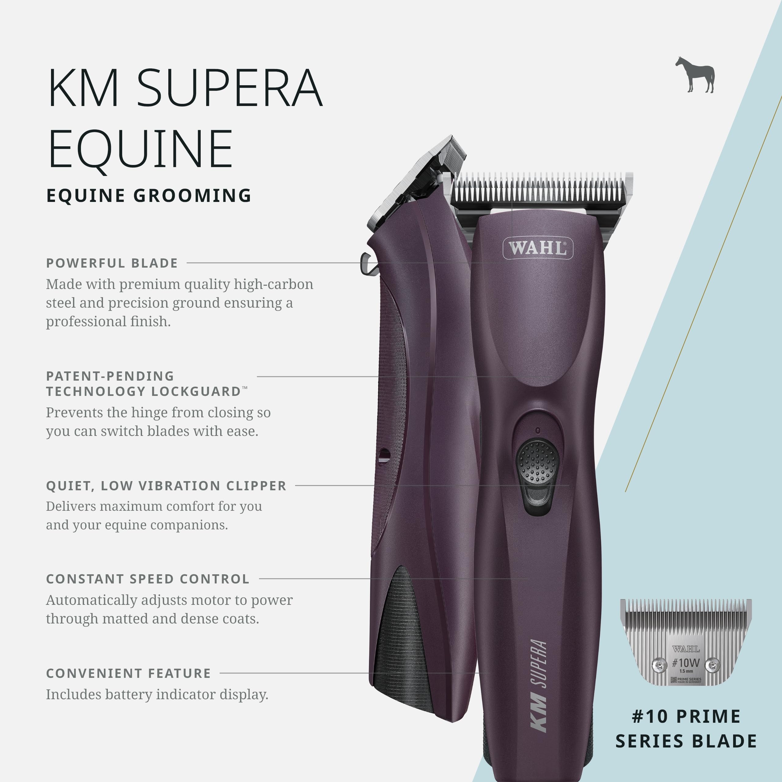 Wahl KM Supera equine clipper quiet operation for stress-free grooming