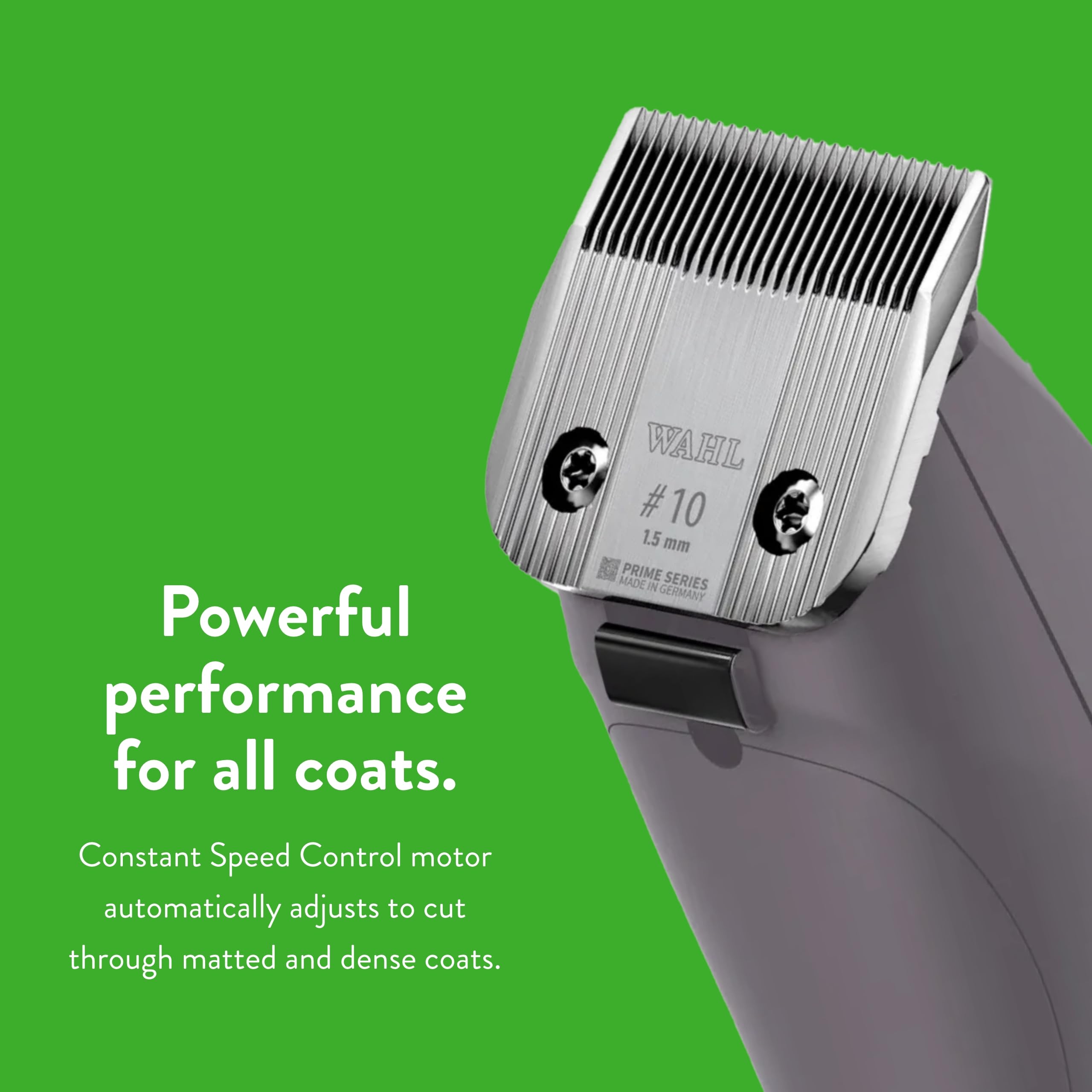 Wahl Pro Animal KM10+ brushless motor delivers quiet, efficient grooming.
