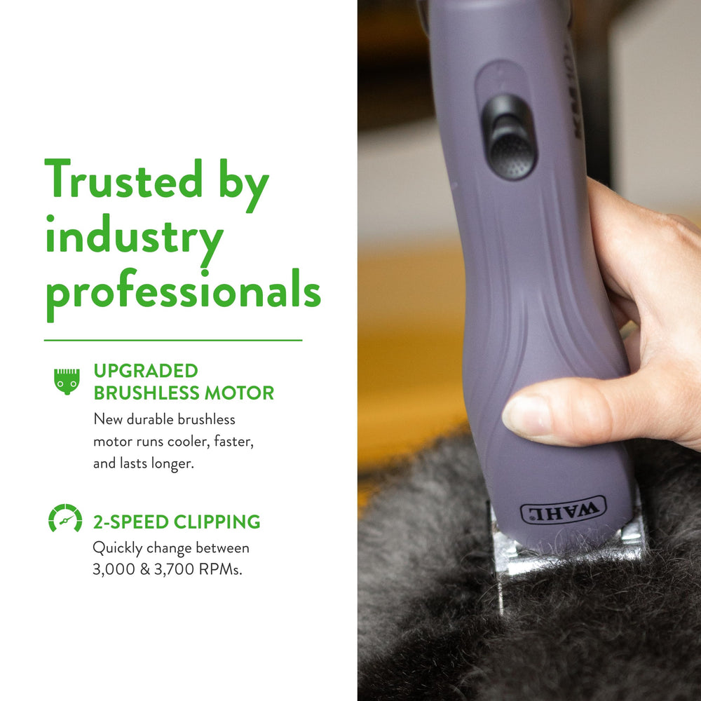 Wahl Pro Animal KM10+ clipper in use on cats, dogs, and horses.