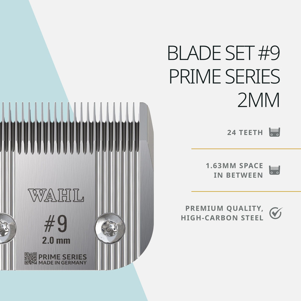 Wahl Pro Animal Prime Series blades quick-change system enables seamless blade swaps during grooming.