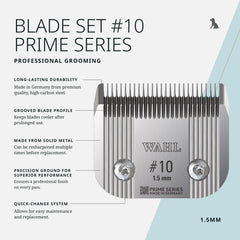 Wahl Pro Animal Wide Prime blades fine-tooth detail for a smooth coat edge in pets.