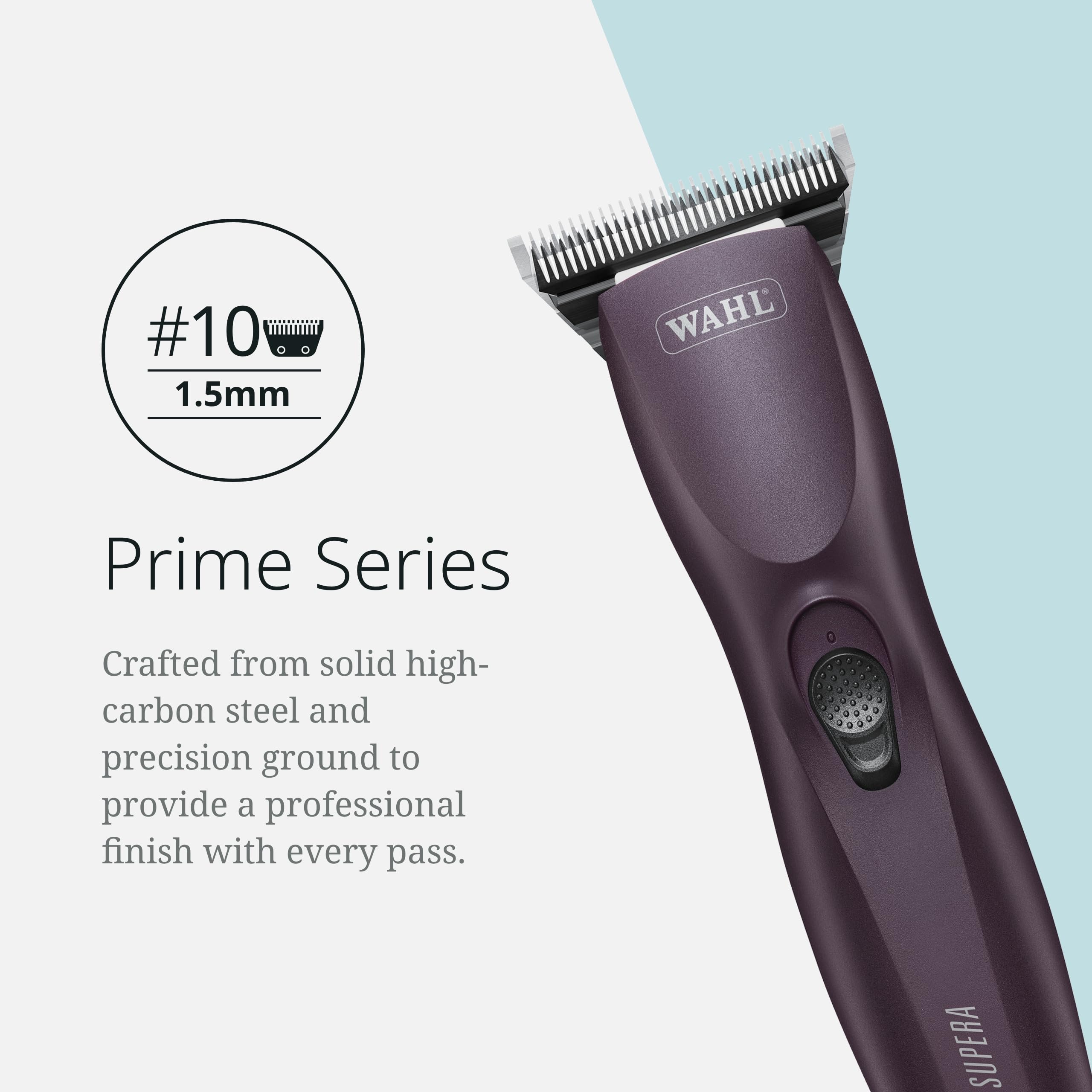 Wahl Pro Animal Wide Prime Series Blades high-carbon steel build offers lasting edge.
