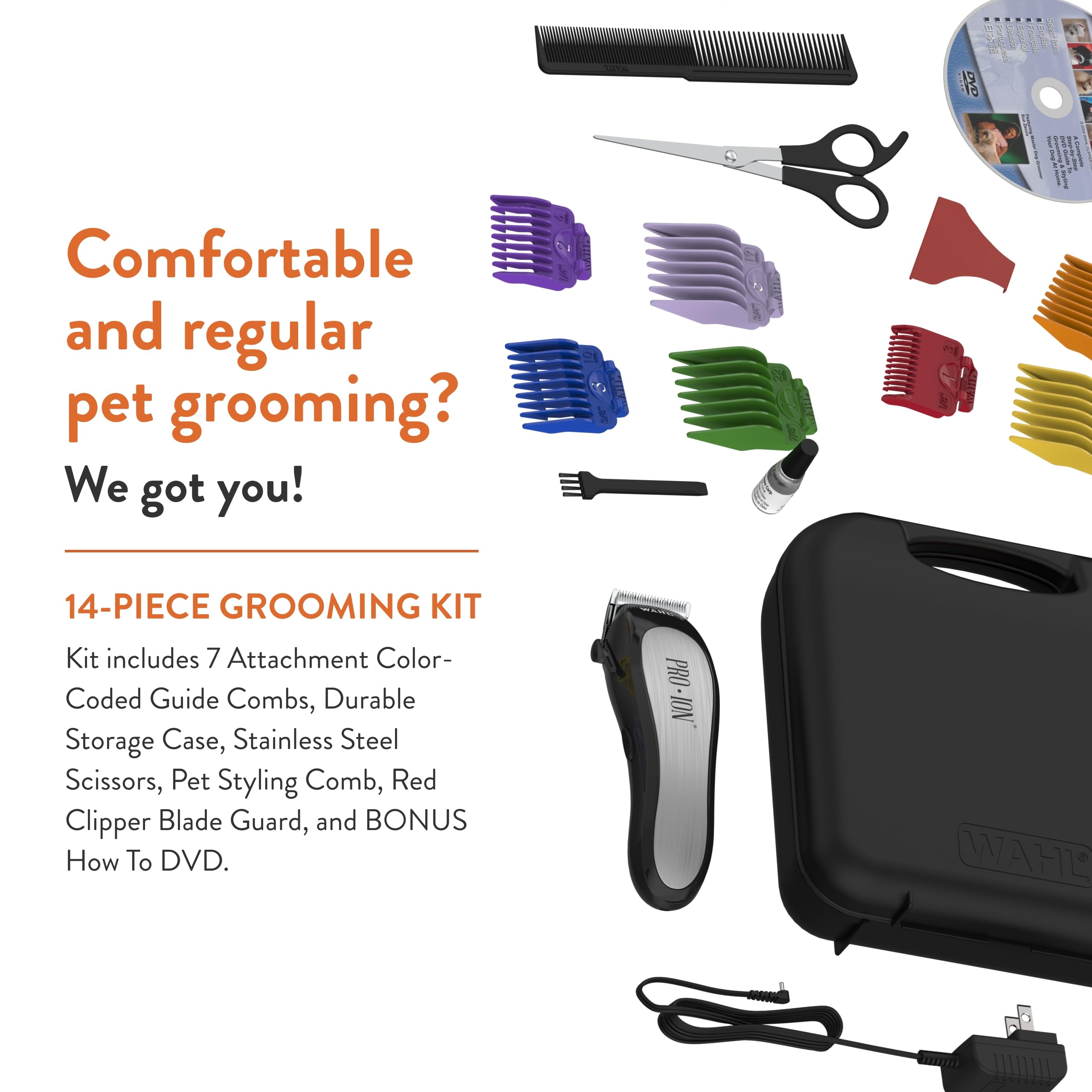 Wahl Pro Ion cordless clipper 2-hour runtime in action.