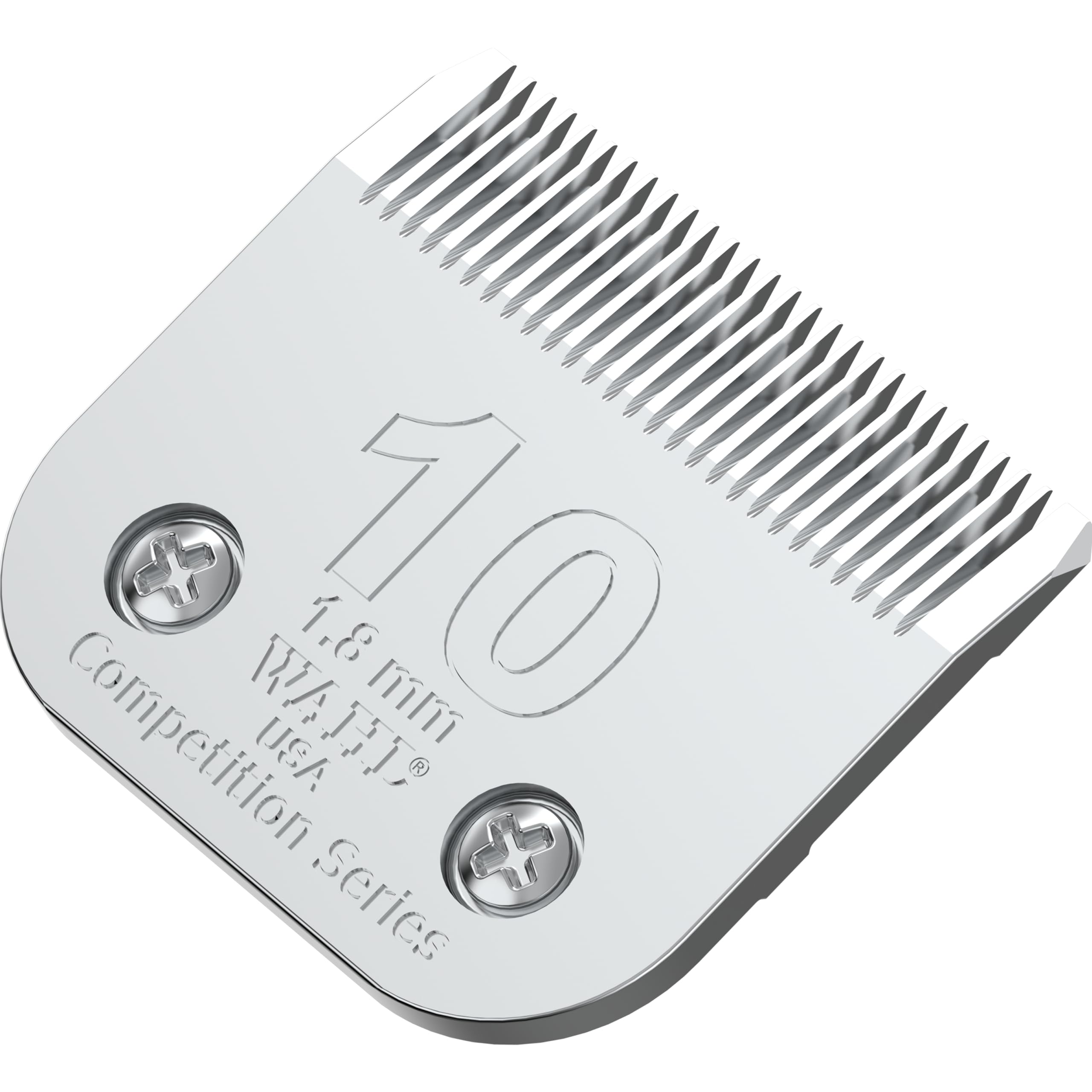 Wahl Professional Animal 10 blade close-up showing 1/16-inch cut length for precise trims.
