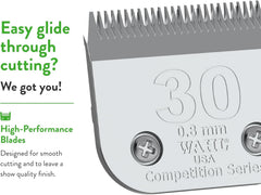 Wahl Professional Animal 30 Fine Blade chrome finish offers rust protection.
