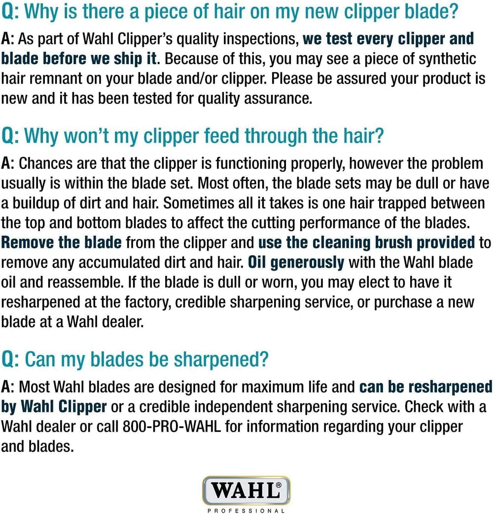 Compatibility note showing Oster and Andis detachable clippers with Wahl 3F blade