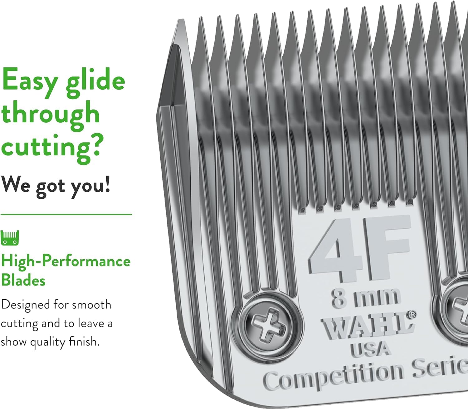 Wahl Professional Animal blade image focusing on 8 mm cut length for show-ready coats