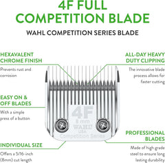 Wahl 4F blade steel finish highlights rust-resistant chrome coating for longevity