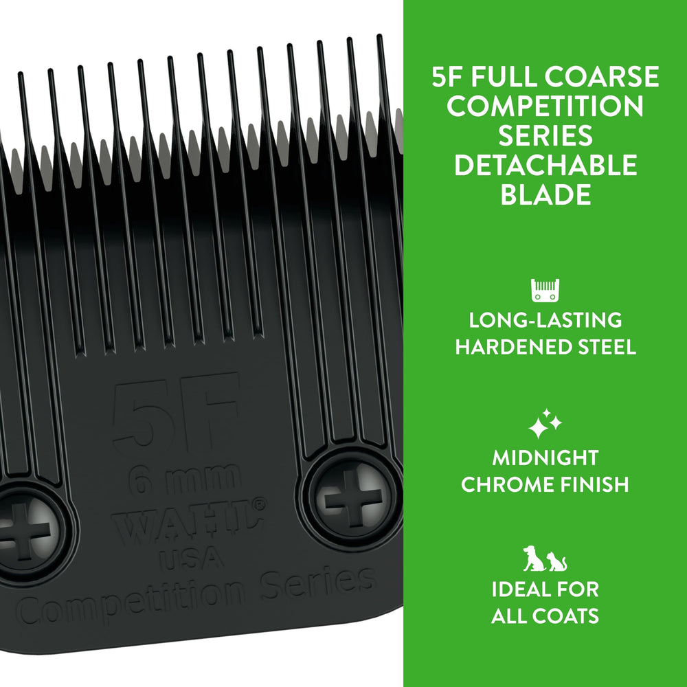 Wahl midnight chrome finish closeup highlighting durable, hardened steel blade.
