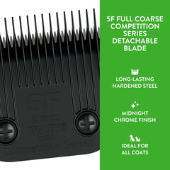 Wahl midnight chrome finish closeup highlighting durable, hardened steel blade.