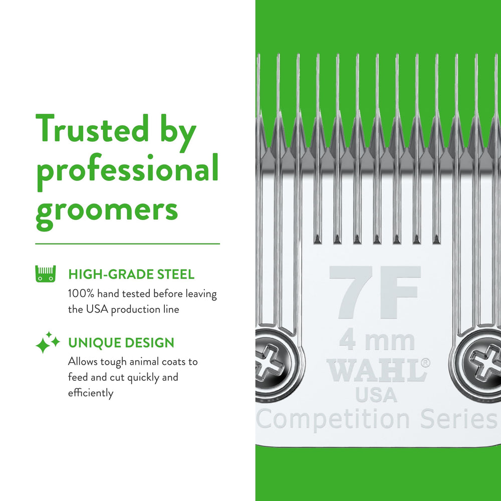 Horse coat grooming with 7F blade delivers even finish.