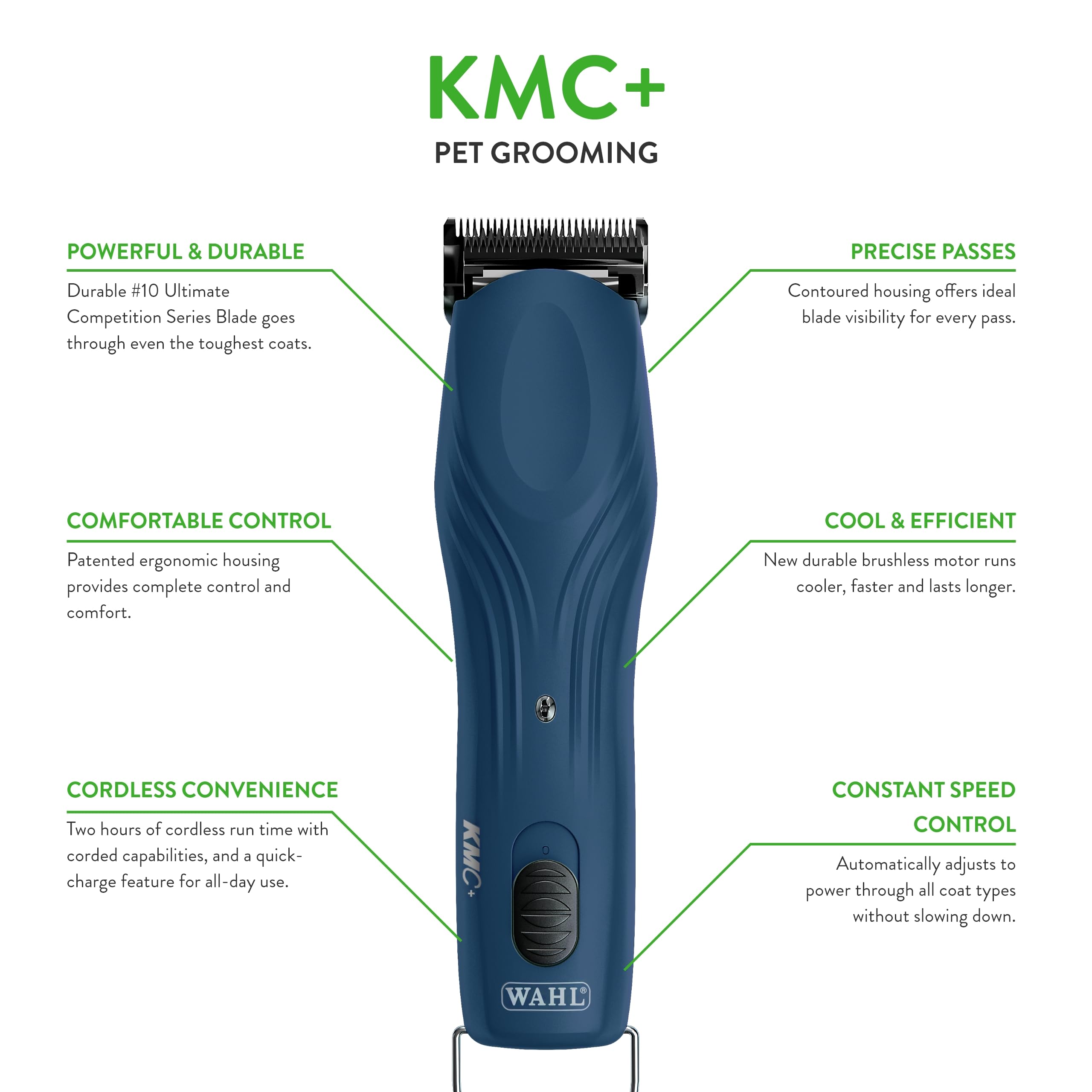 Wahl Professional Animal KMC Plus detachable blade setup enables fast blade changes