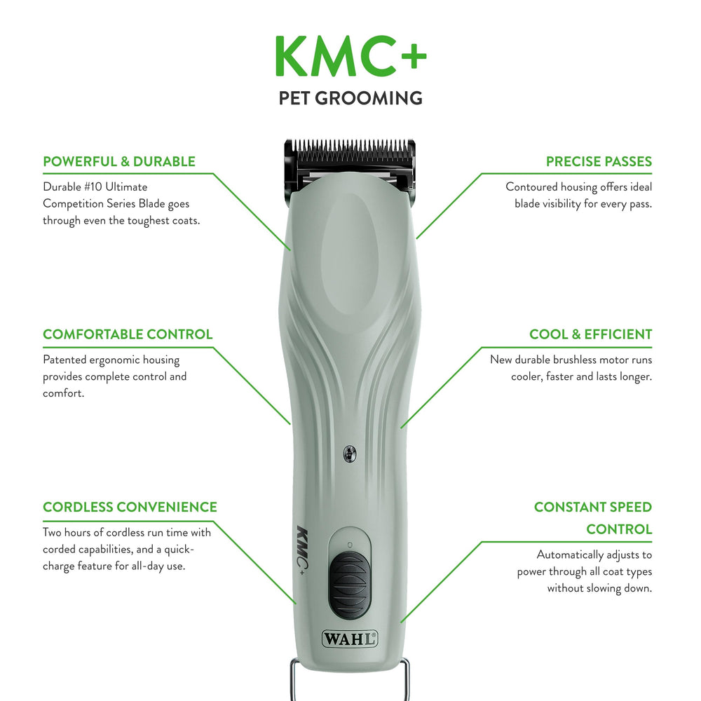 Wahl KMC+ detachable blade in sage enables quick trims