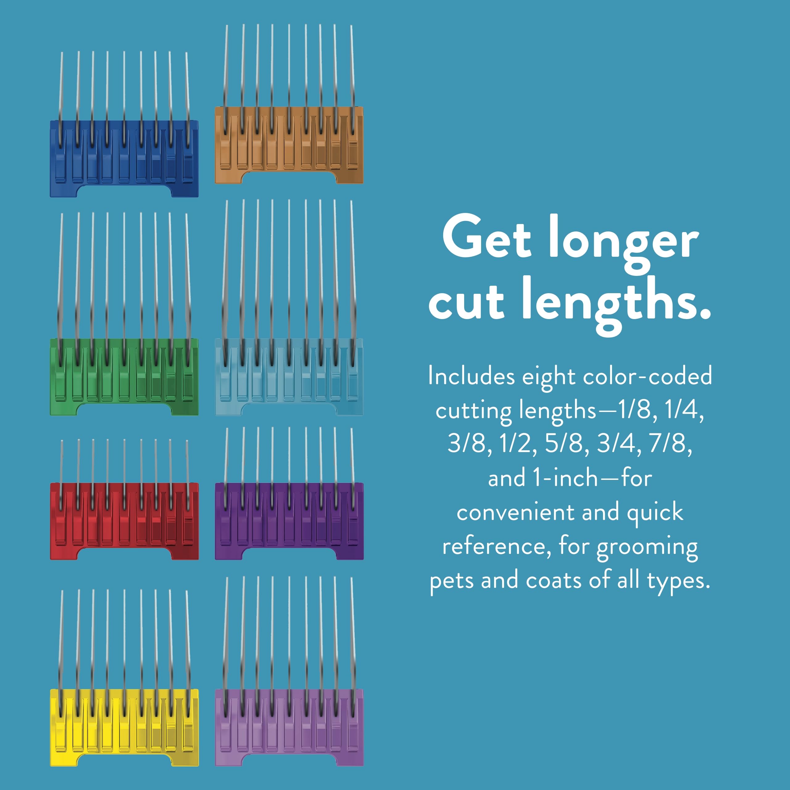 Wahl comb set helps cat trims with neat coat edges.