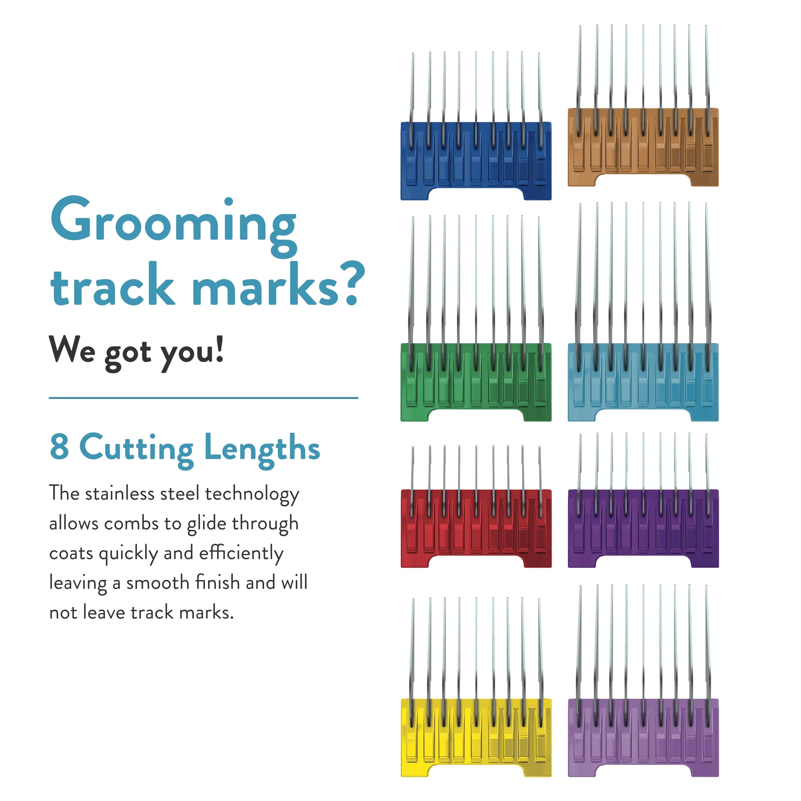 Wahl stainless steel comb securely fits blade for steady trimming.