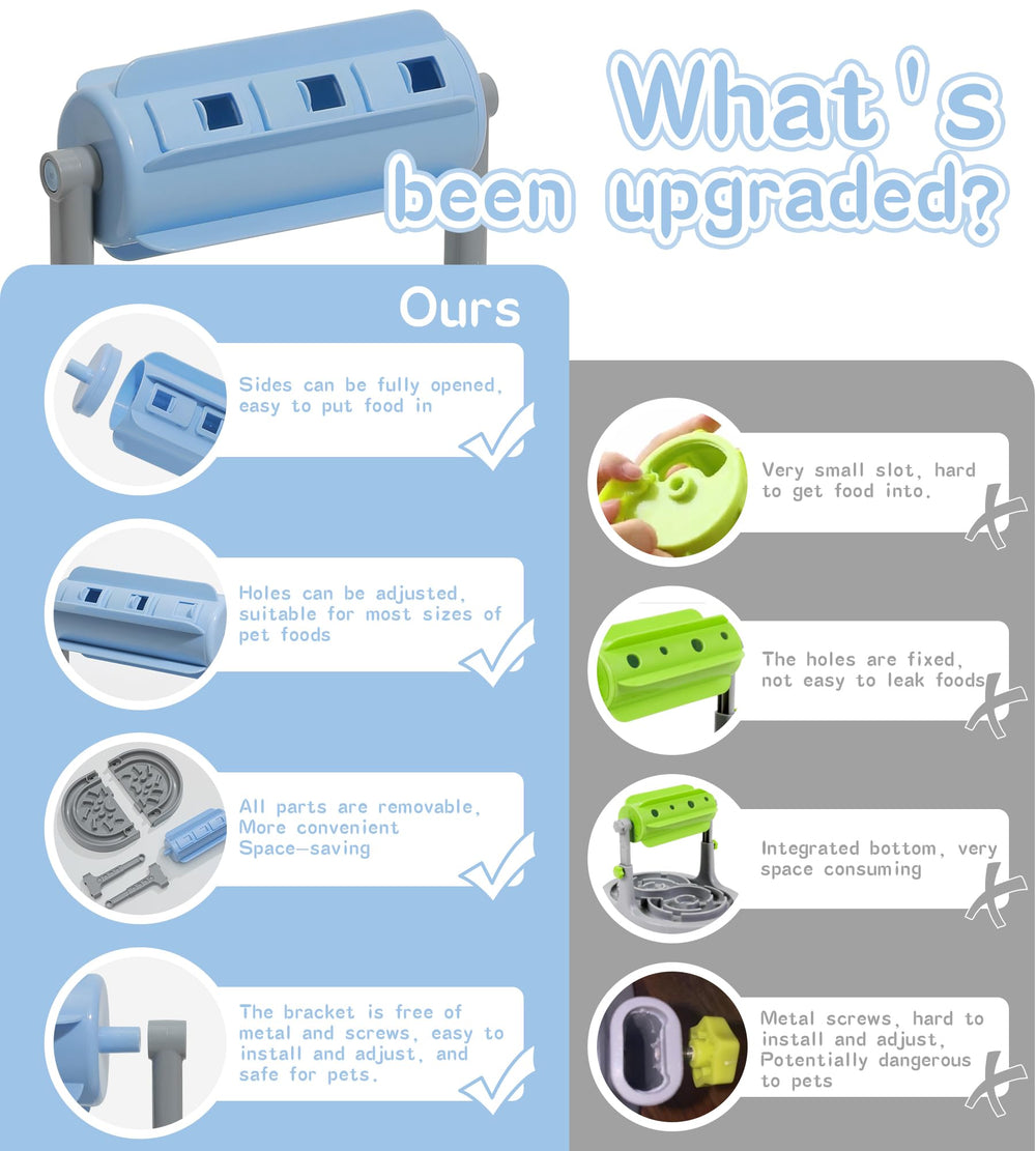 Wahliwahli slow feeder cylinder height settings for customizable meal pacing.