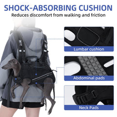 Wakytu dog backpack carrier side view demonstrating hands-free mobility