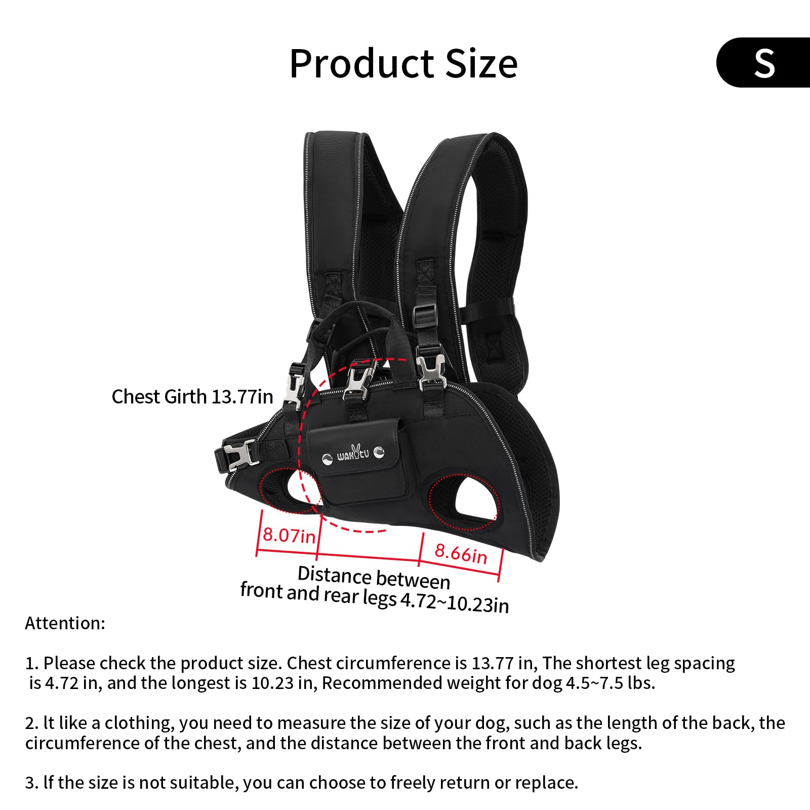 Wakytu dog backpack with sturdy buckles and clips for secure restraint.