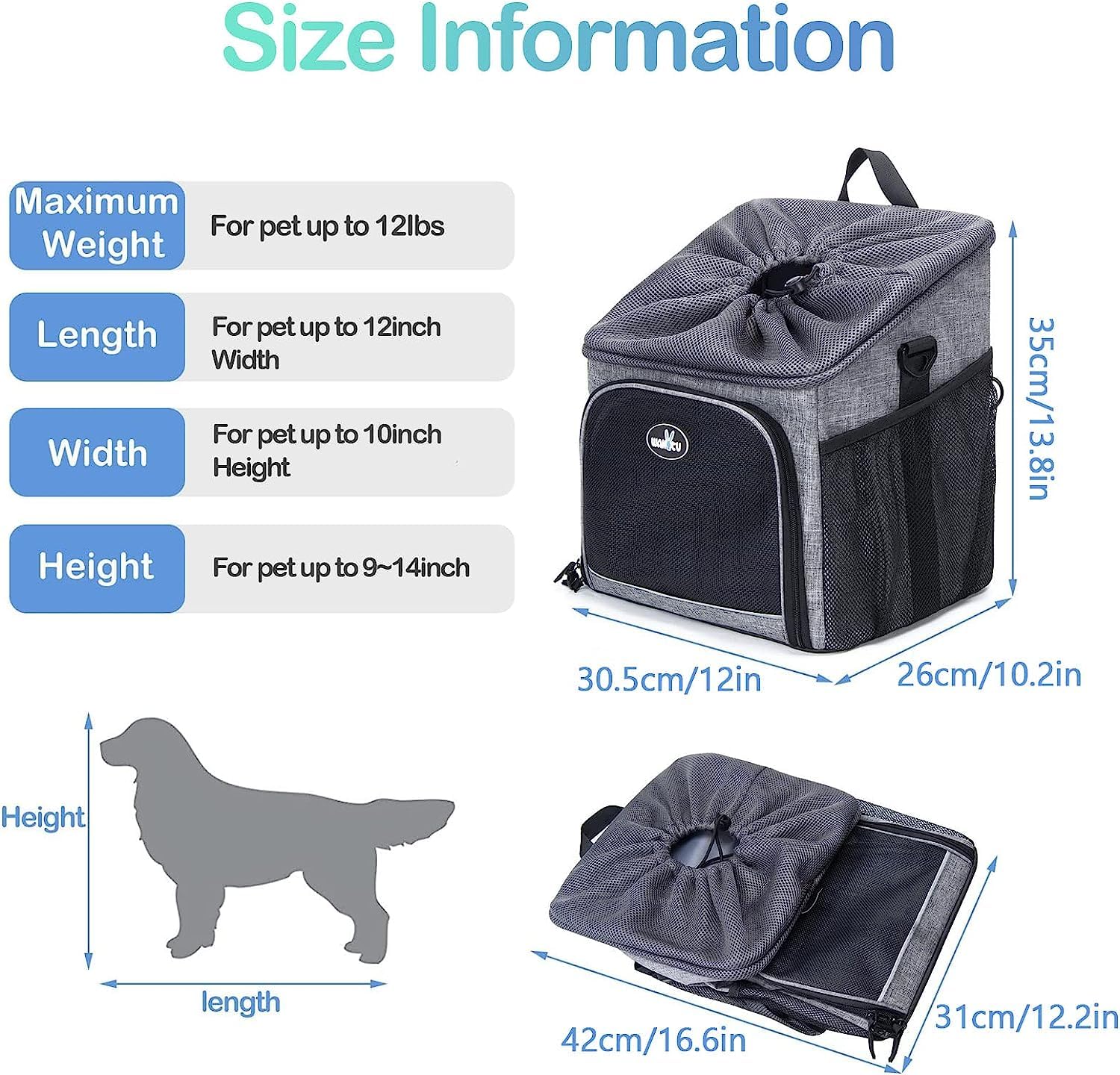Wakytu dog bike basket side pockets for snacks and toys storage