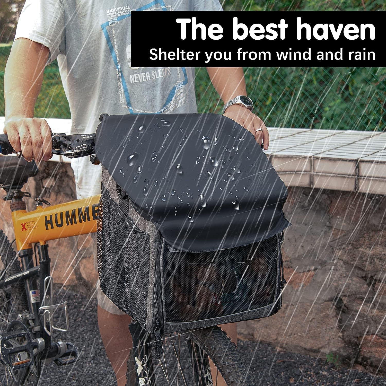 Wakytu dog bike basket skylight highlights pet visibility and comfort