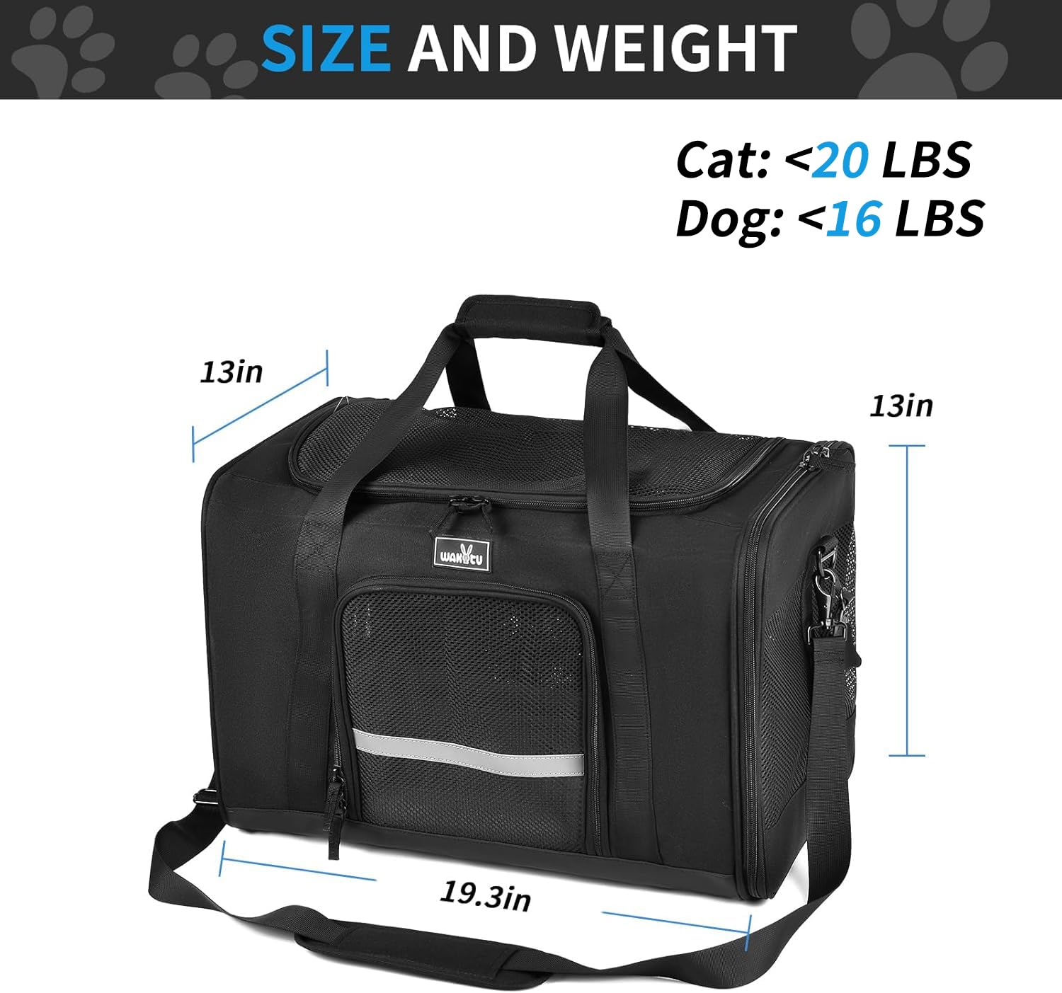 Wakytu dog carrier folded compact store-ready, ideal for travel storage.